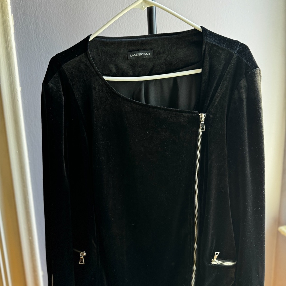 Lane Bryant Black Velvet Moto Jacket
